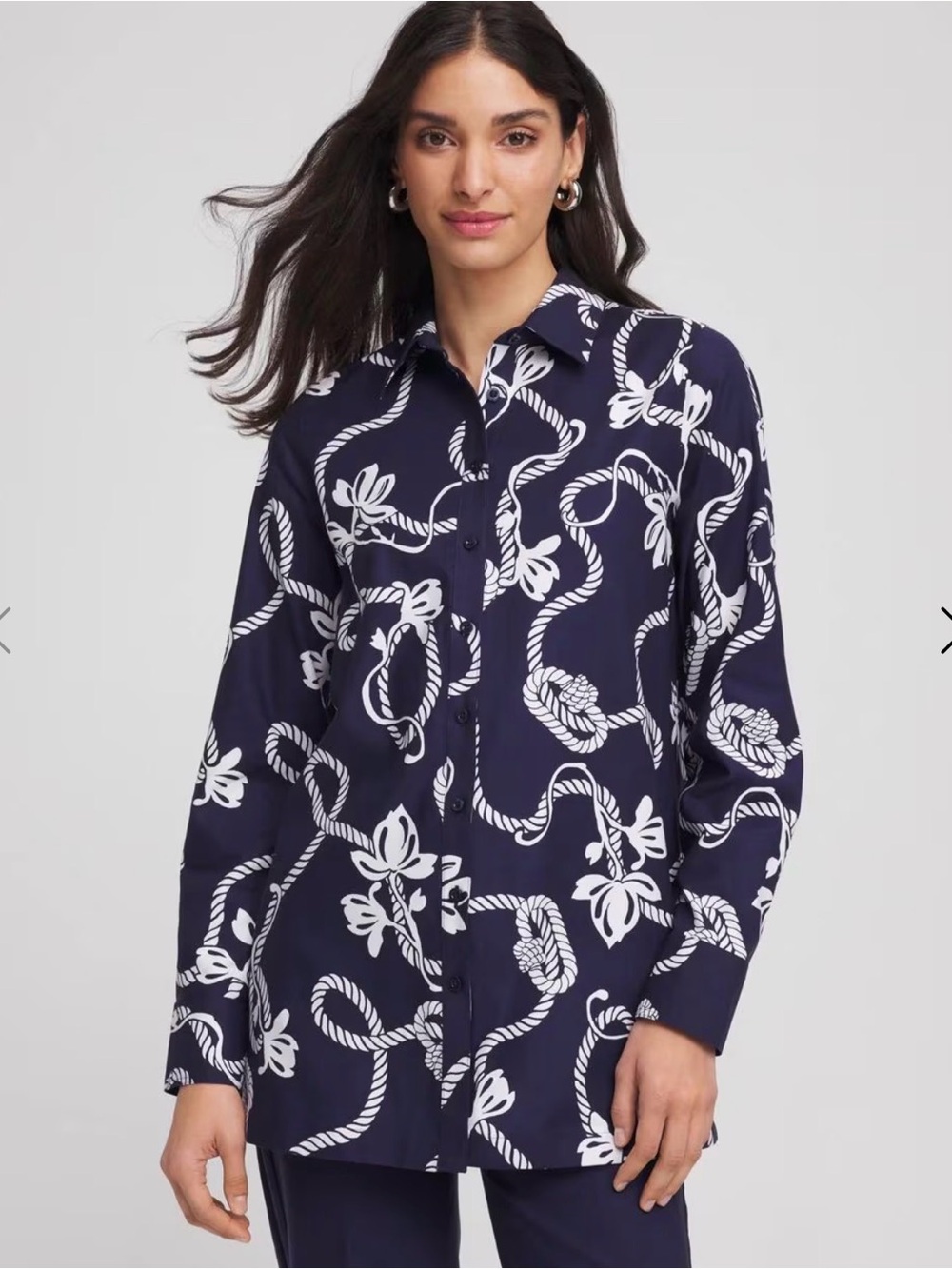 CHICO’S No Iron™ Rope Print Tunic Size 1 (8/10 M)